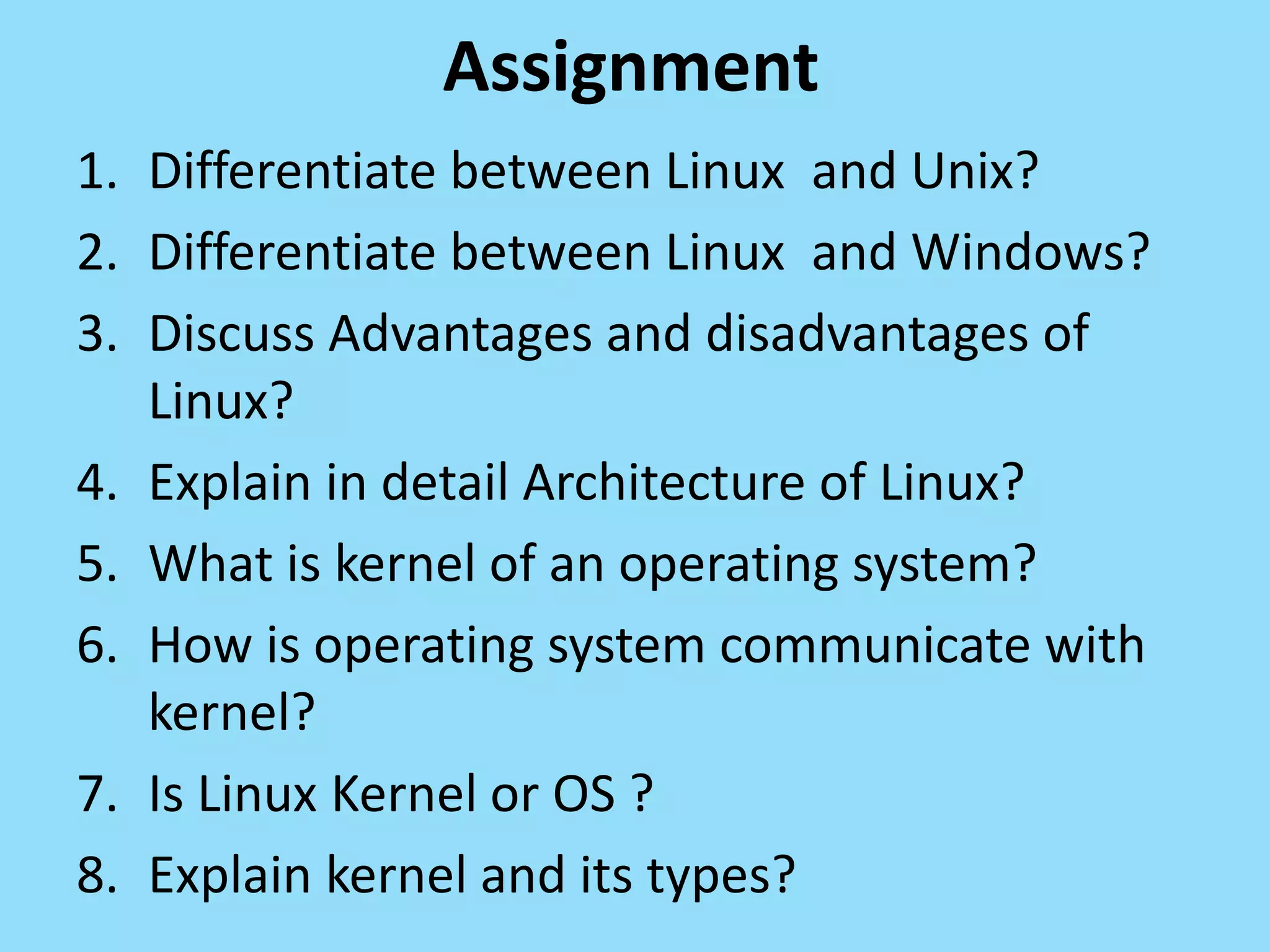 Architecture of linux ppt