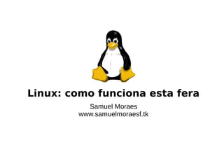 Linux: como funciona esta fera
Samuel Moraes
www.samuelmoraesf.tk
 
