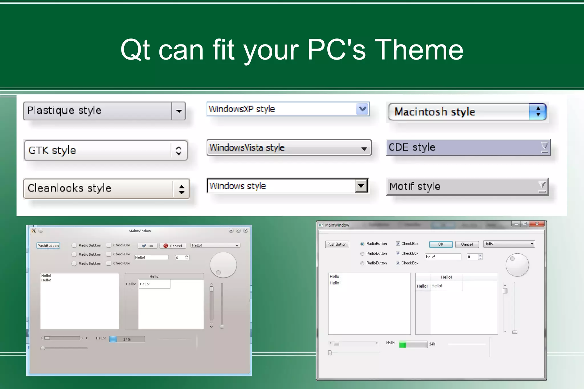 Qt can fit your PC's Theme
 