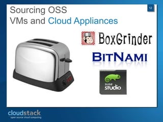 Sourcing OSS               12




VMs and Cloud Appliances
 