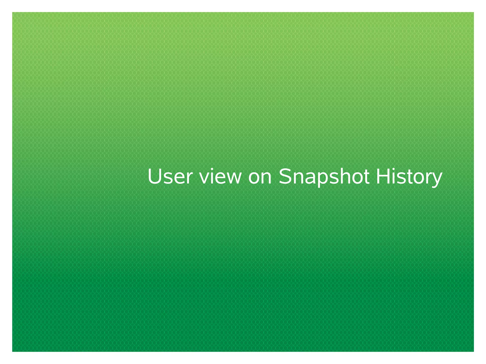User view on Snapshot History 
 
