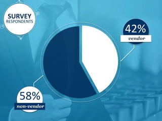 42% 
vendor 
58% 
non-vendor 
5 
SURVEY 
RESPONDENTS 
 
