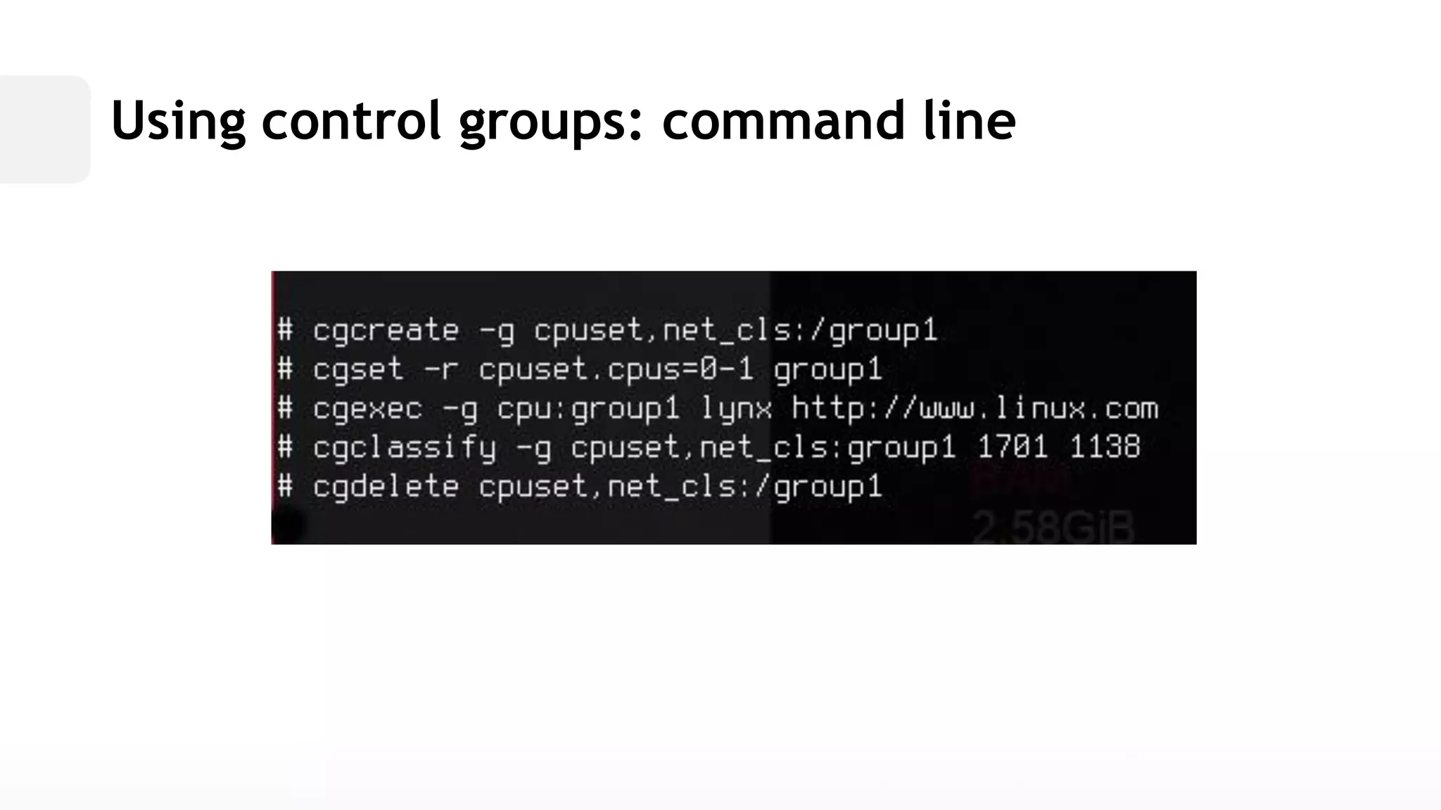Using control groups: command line  