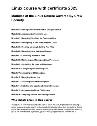 Linux Course with Certificate Online – 2025 | PDF