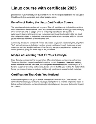 Linux Course with Certificate Online – 2025 | PDF