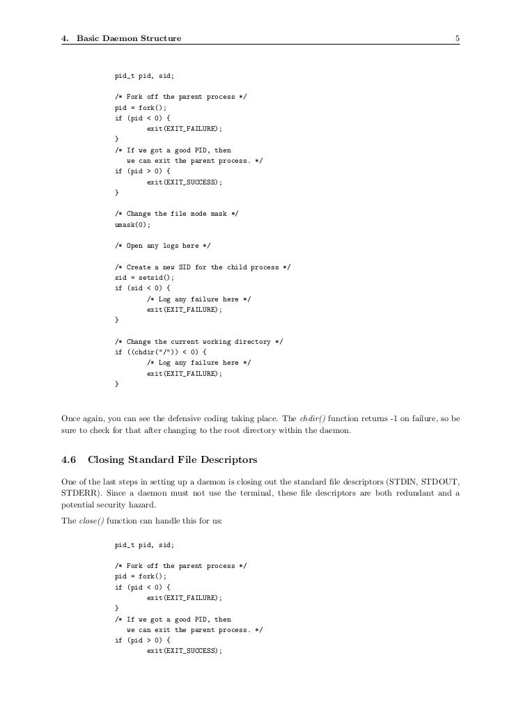 Linux Daemon Writting
