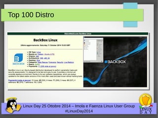 Top 100 Distro 
Linux Day 25 Ottobre 2014 – Imola e Faenza Linux User Group 
#LinuxDay2014 
 