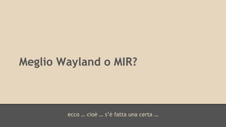 Meglio Wayland o MIR? 
ecco … cioè … s’è fatta una certa … 
 
