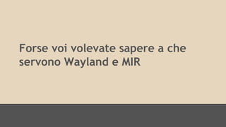 Forse voi volevate sapere a che 
servono Wayland e MIR 
 