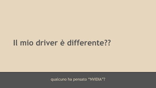 Il mio driver è differente?? 
qualcuno ha pensato “NVIDIA”? 
 