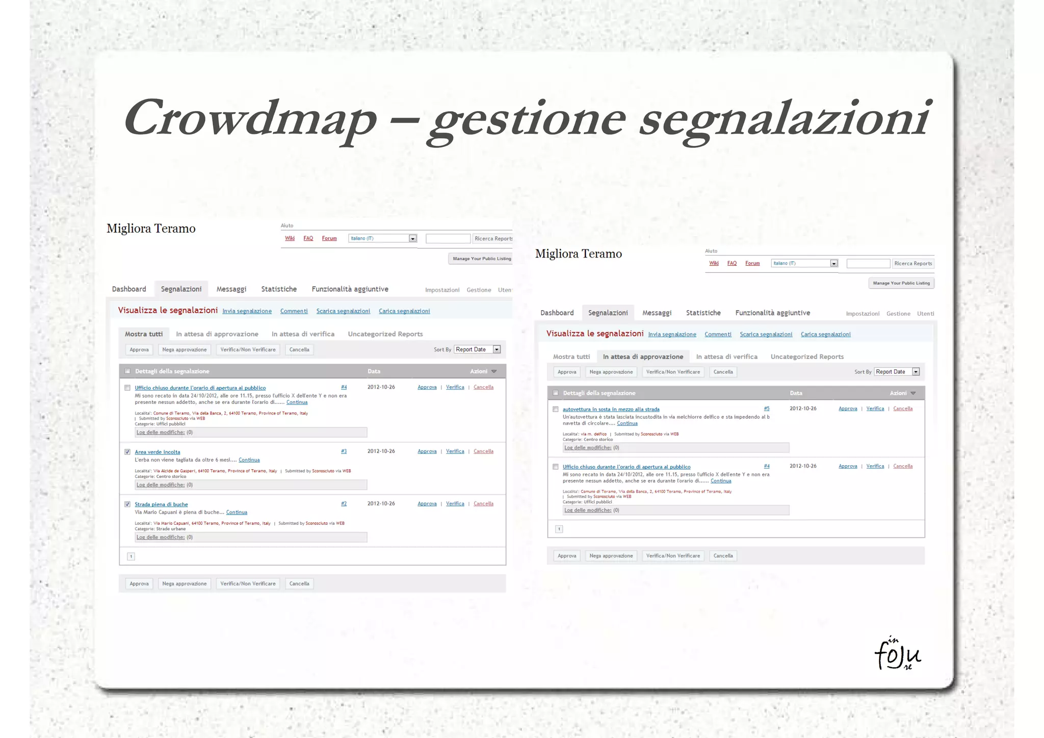 Crowdmap – gestione segnalazioni
 