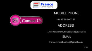 10,10
MOBILE PHONE
+91 99 90 50 77 37
ADDRESS
1 Rue Kellermann, Roubaix, 59100, France
EMAIL
 