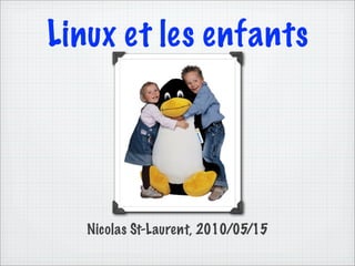 Linux et les enfants




   Nicolas St-Laurent, 2010/05/15
 