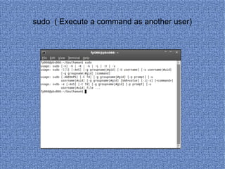 sudo  ( Execute a command as another user) 