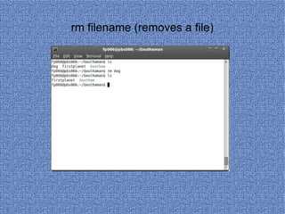 rm filename (removes a file) 