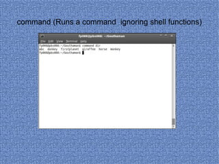 command (Runs a command  ignoring shell functions) 