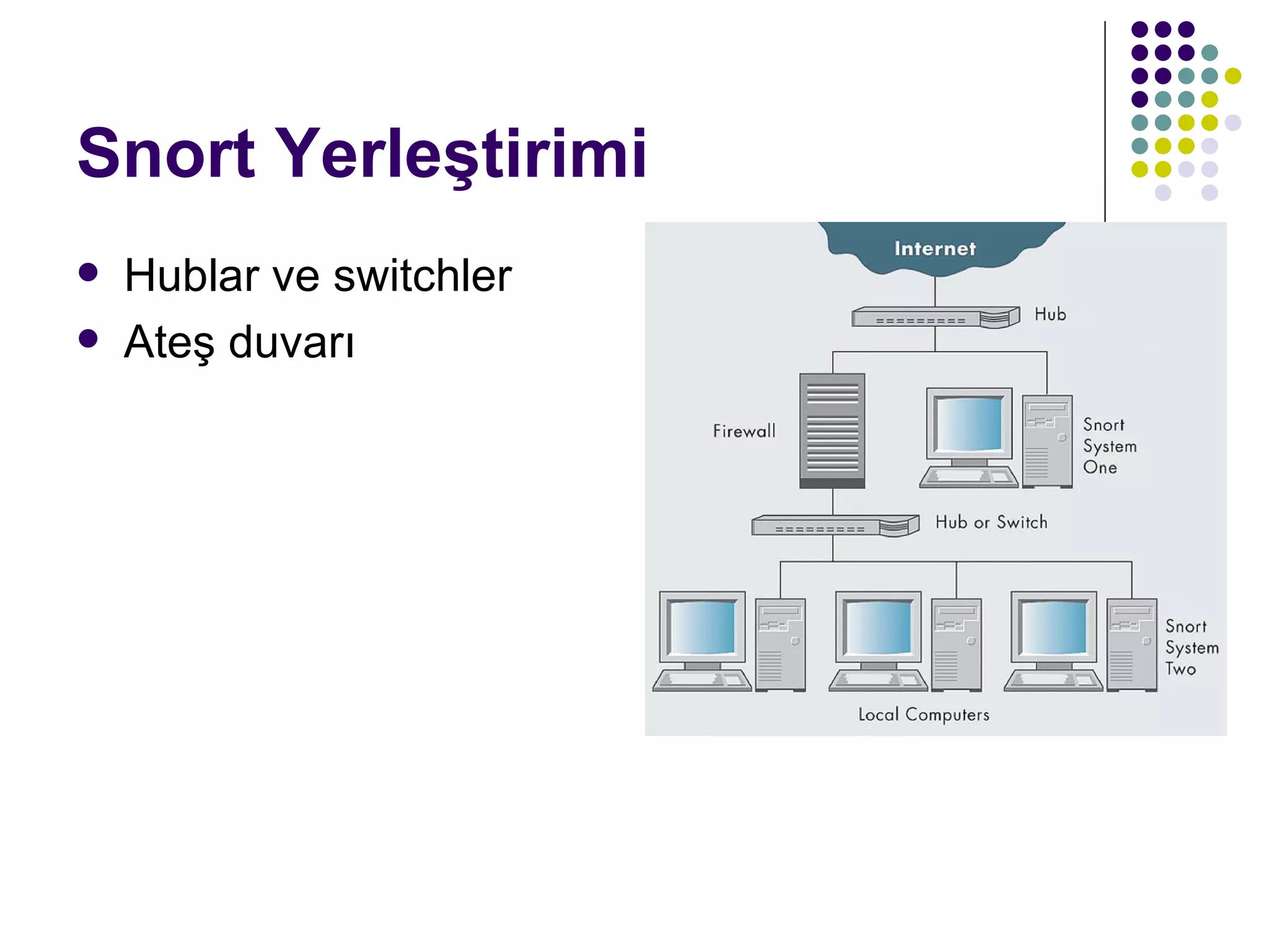 Snort Yerleştirimi Hublar ve switchler Ateş duvarı  