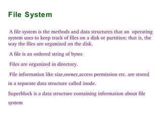 Linux Kernel Types of Kernel Monolithic Kernel.  (e.g. Linux kernel)‏ 