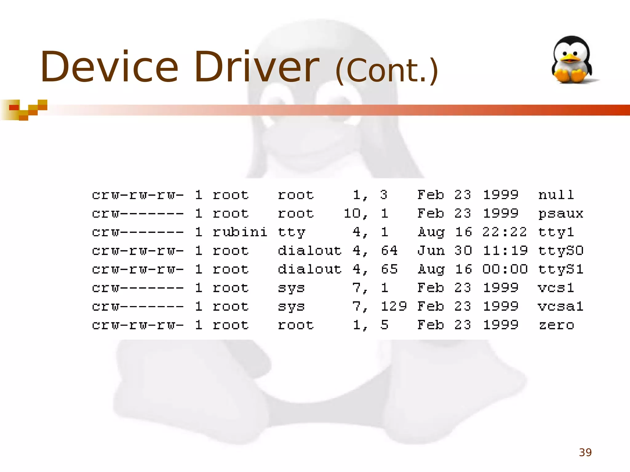 Device Driver

(Cont.)

39

 