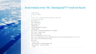 Grub module error: file `/boot/grub/*/*.mod not found.
 
