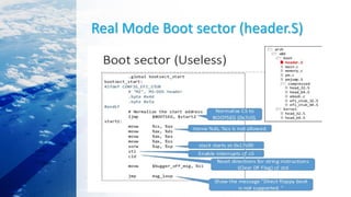 Real Mode Boot sector (header.S)
 