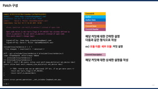 Patch 구성
commit 0199215216978b612d4e8be11e878b87bc643033
Author: Juhee Kang <claudiajkang@gmail.com>
AuthorDate: Sun Oct 10 13:03:29 2021 +0900
Commit: David S. Miller <davem@davemloft.net>
CommitDate: Sun Oct 10 11:18:48 2021 +0100
mlxsw: spectrum: use netif_is_macsec() instead of open code
Open code which is dev->priv_flags & IFF_MACSEC has already defined as
netif_is_macsec(). So use netif_is_macsec() instead of open code.
This patch doesn't change logic.
Signed-off-by: Juhee Kang <claudiajkang@gmail.com>
Signed-off-by: David S. Miller <davem@davemloft.net>
---
include/linux/netdevice.h | 2 +-
1 file changed, 1 insertion(+), 1 deletion(-)
diff --git a/include/linux/netdevice.h b/include/linux/netdevice.h
index 15f4a658e436..0723c1314ea2 100644
--- a/include/linux/netdevice.h
+++ b/include/linux/netdevice.h
@@ -5237,7 +5237,7 @@ static inline void netif_keep_dst(struct net_device *dev)
static inline bool netif_reduces_vlan_mtu(struct net_device *dev)
{
/* TODO: reserve and use an additional IFF bit, if we get more users */
- return dev->priv_flags & IFF_MACSEC;
+ return netif_is_macsec(dev);
}
extern struct pernet_operations __net_initdata loopback_net_ops;
--
2.34.1
Commit ID
177
Author
Author Date
Commit
Commit Date
Commit Description
해당 커밋에 대한 간략한 설명
다음과 같은 형식으로 작성
ex) 모듈 이름: 세부 모듈: 커밋 설명
해당 커밋에 대한 상세한 설명을 작성
Commit Header
 