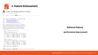 UbuCon Asia 2022 | Breaking Down the Entry Barriers on Linux Kernel Networking Stack
Enhance feature
- performance improvement
121
3. Feature Enhancement
 