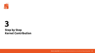 UbuCon Asia 2022 | Breaking Down the Entry Barriers on Linux Kernel Networking Stack
3
Step by Step
Kernel Contribution
123
 