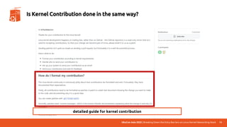 UbuCon Asia 2022 | Breaking Down the Entry Barriers on Linux Kernel Networking Stack 13
Is Kernel Contribution done in the same way?
detailed guide for kernel contribution
 