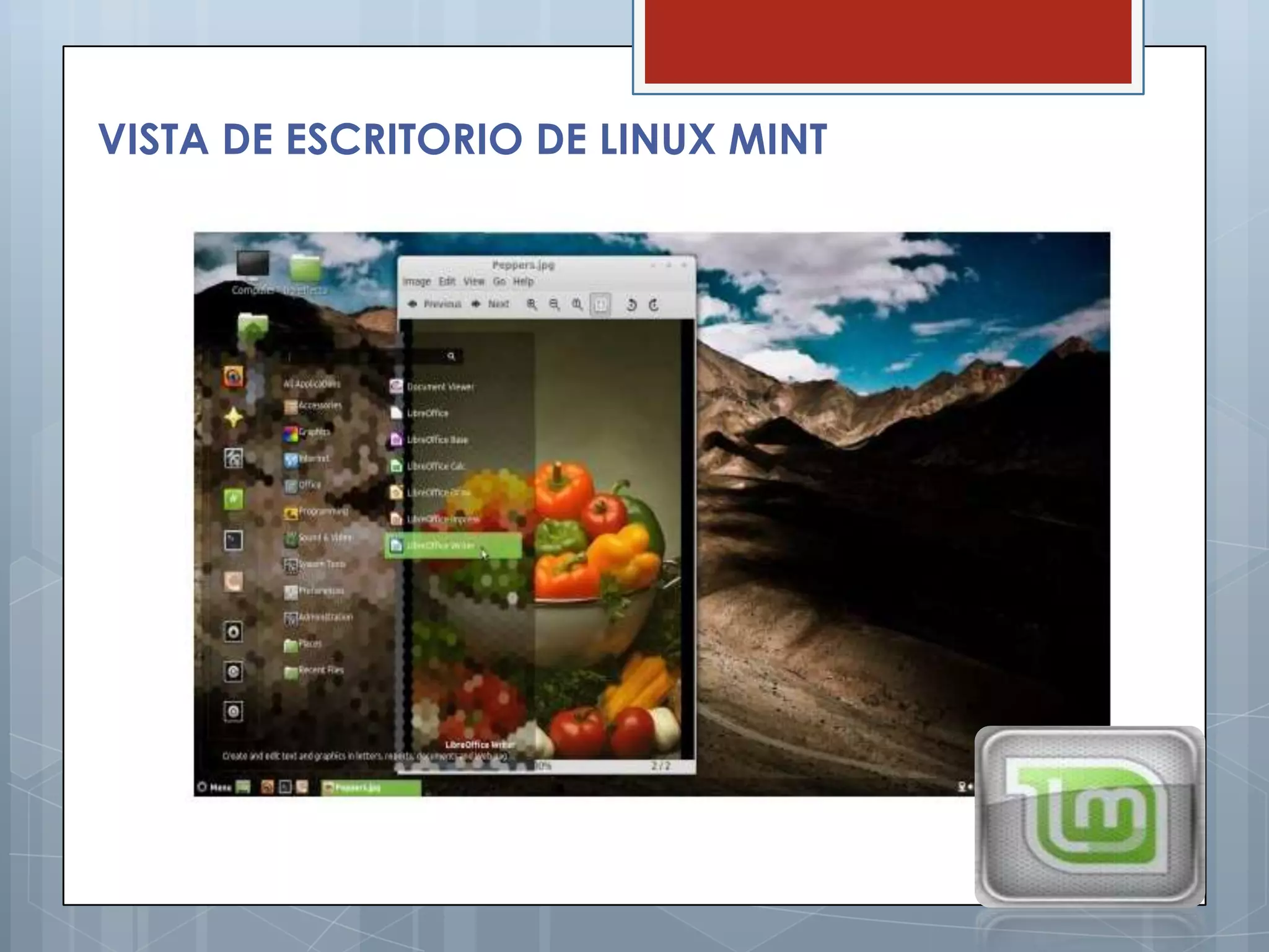 VISTA DE ESCRITORIO DE LINUX MINT
 