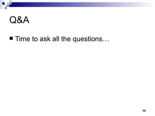 Q&A Time to ask all the questions… 