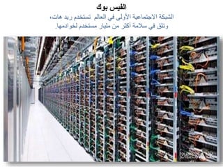 ‫بوك‬ ‫الفيس‬
‫العالم‬ ‫في‬ ‫األولى‬ ‫االجتماعية‬ ‫الشبكة‬،‫هات‬ ‫ريد‬ ‫تستخدم‬
‫لخوادمها‬ ‫مستخدم‬ ‫مليار‬ ‫من‬ ‫أكثر‬ ‫سالمة‬ ‫في‬ ‫وتثق‬.
 