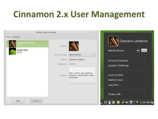Cinnamon 2.x User Management
 