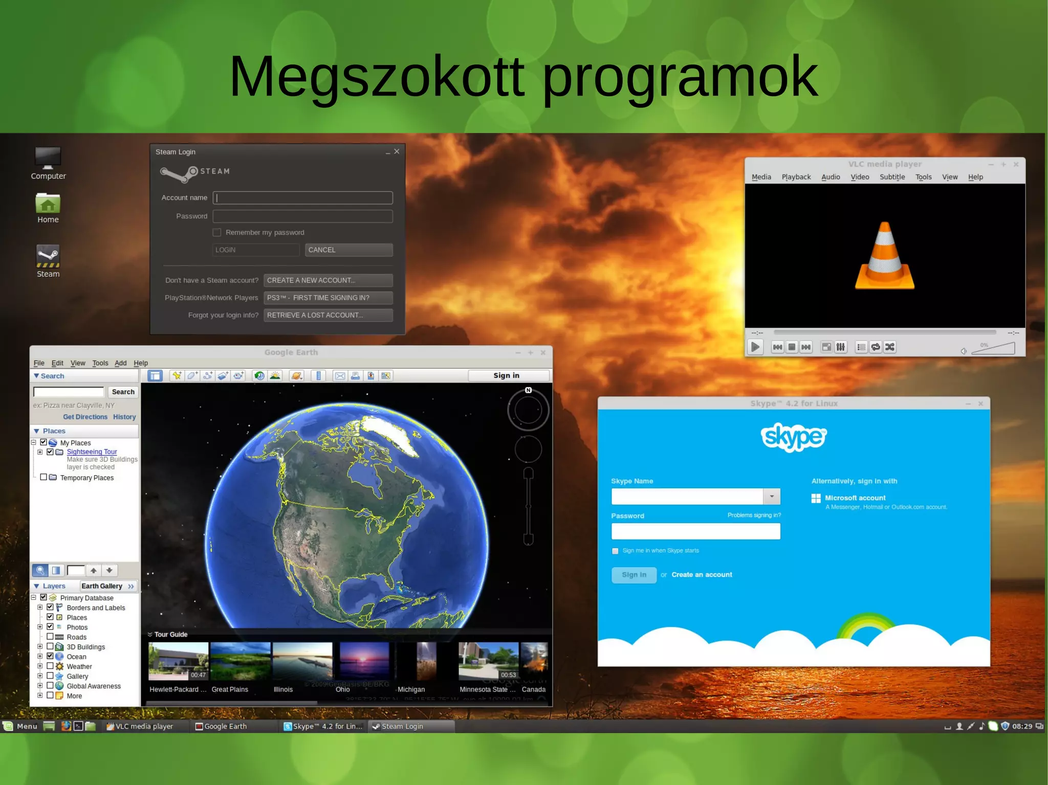 Megszokott programok
 
