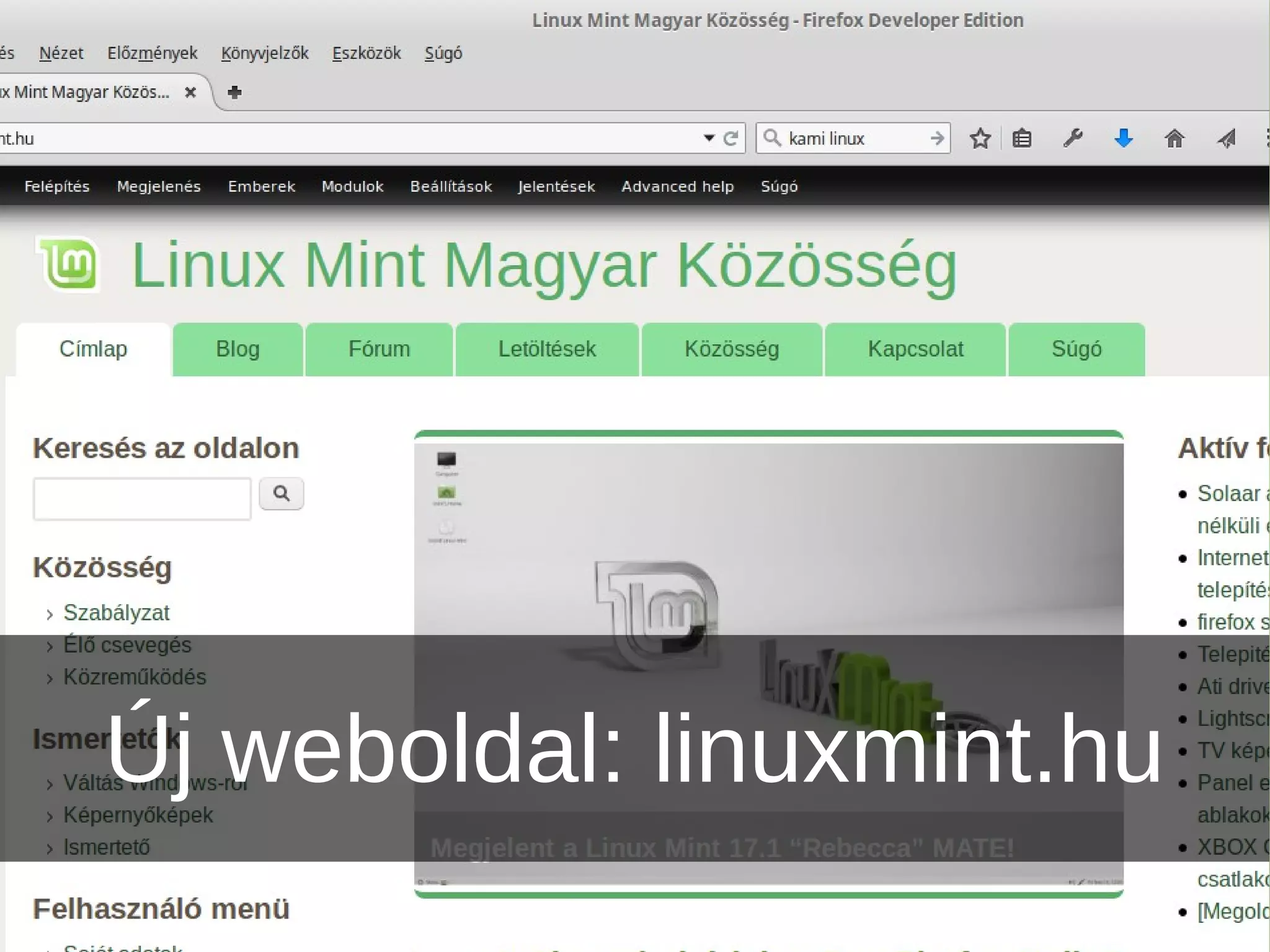 Új weboldal: linuxmint.hu
 