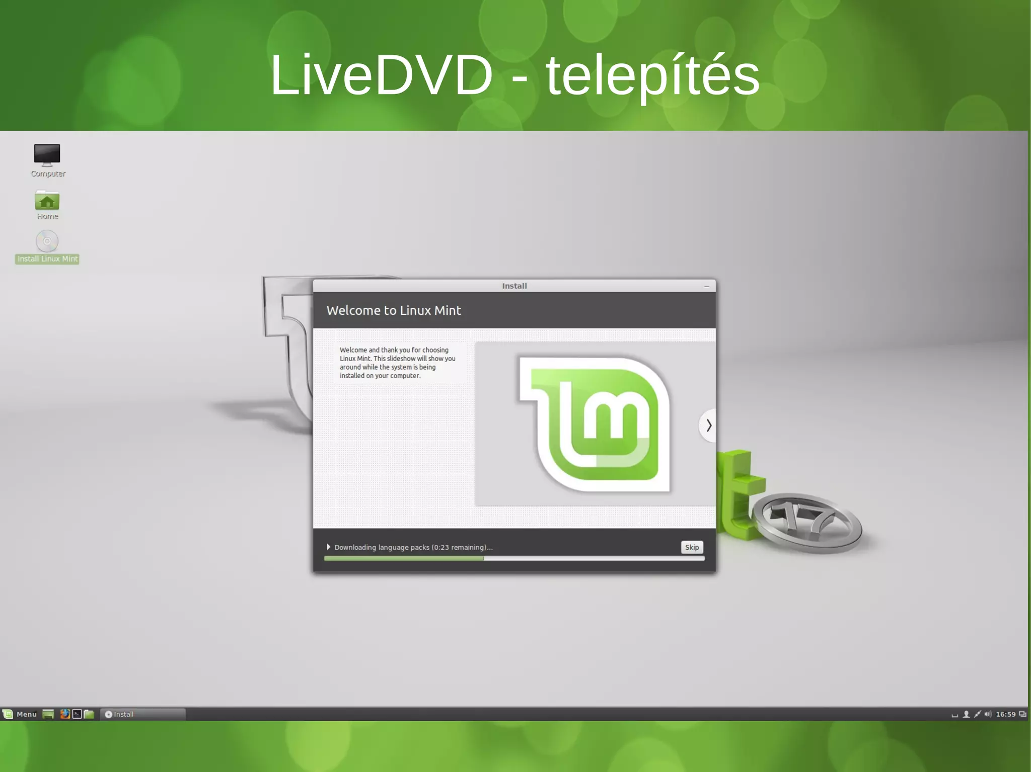 LiveDVD - telepítés 
 