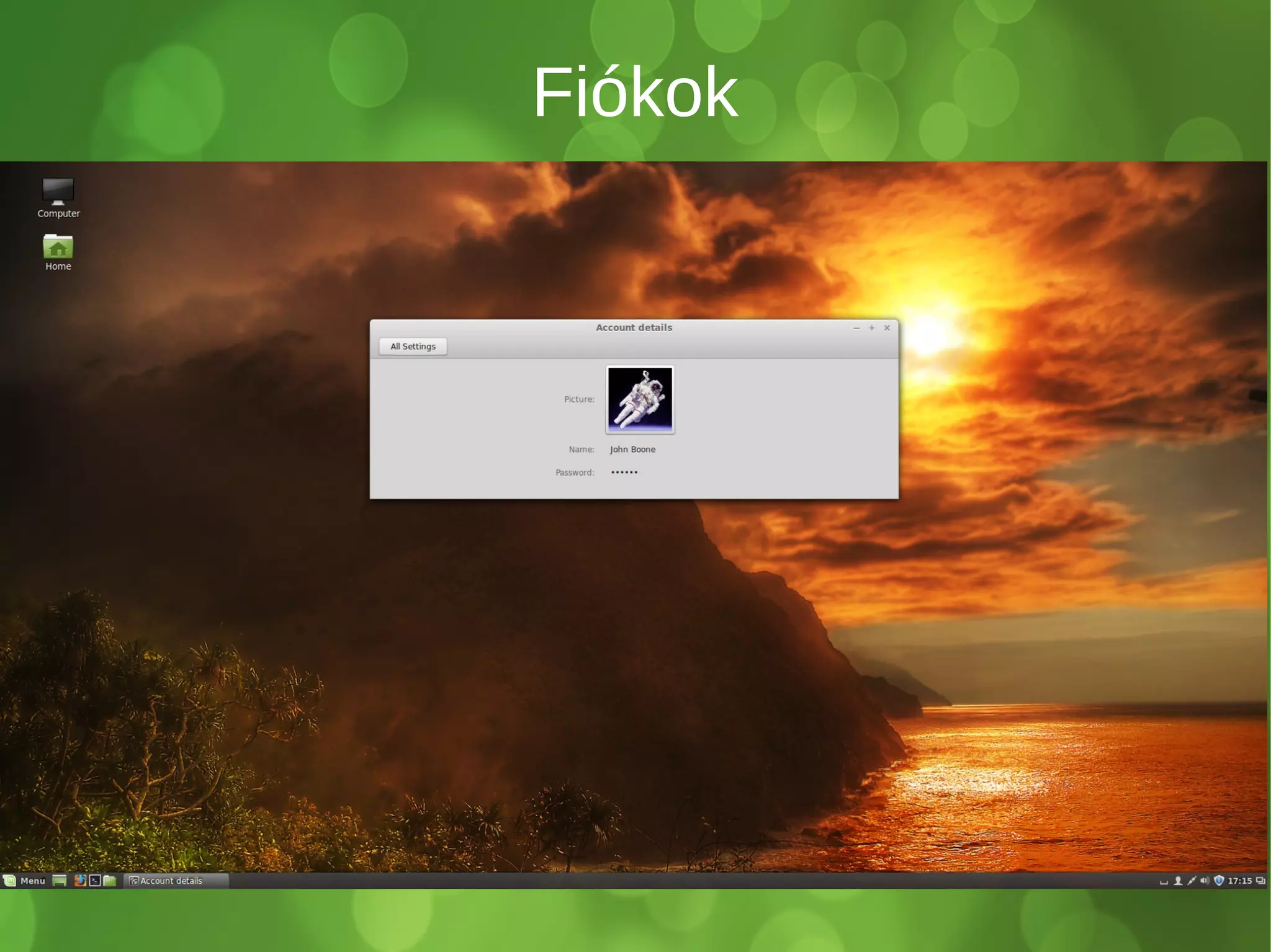 Fiókok 
 