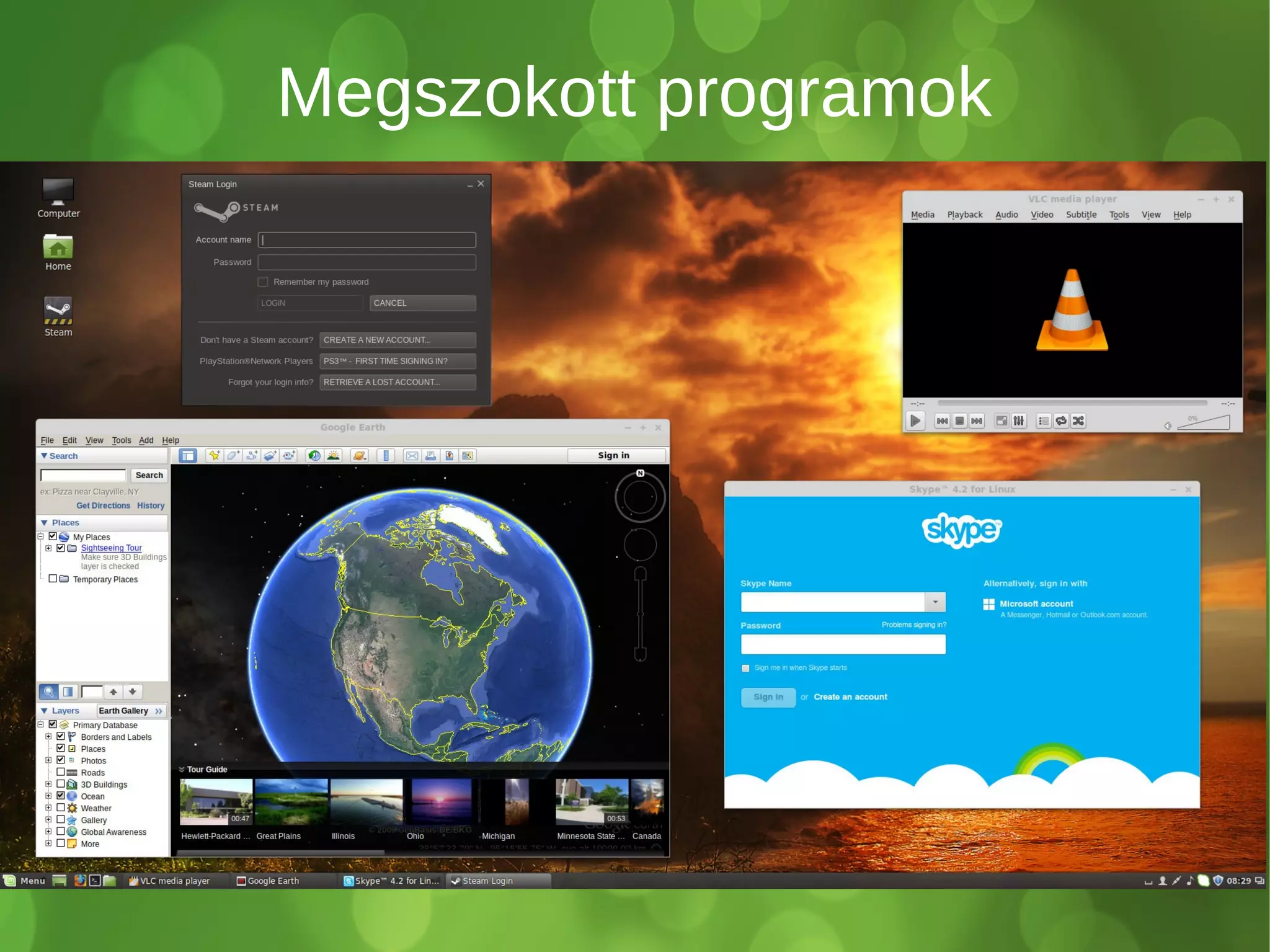 Megszokott programok 
 