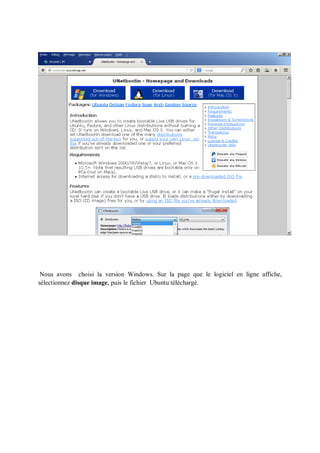 Nous avons choisi la version Windows. Sur la page que le logiciel en ligne affiche, sélectionnez disque image, puis le fichier Ubuntu téléchargé.  