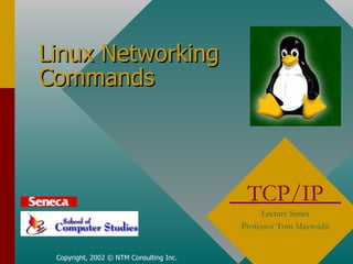 Linux Networking Commands Copyright, 2002 © NTM Consulting Inc. TCP/IP  Lecture Series Professor Tom Mavroidis 