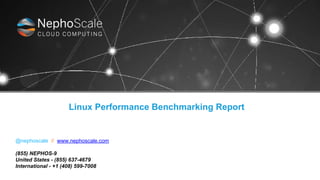Linux Performance Benchmarking Report
@nephoscale // www.nephoscale.com
(855) NEPHOS-9
United States - (855) 637-4679
International - +1 (408) 599-7008
 