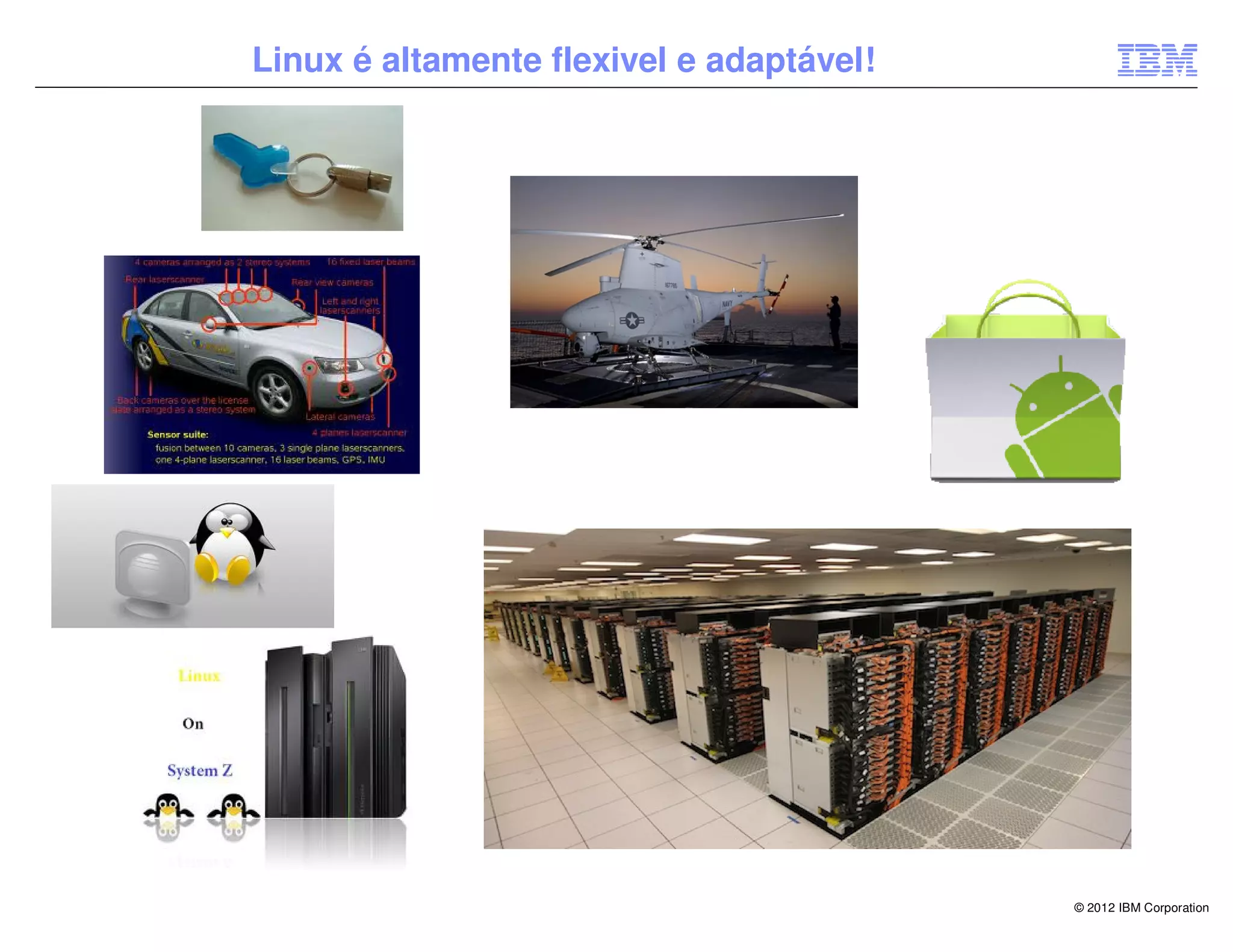Linux é altamente flexivel e adaptável!




                                          © 2012 IBM Corporation
 