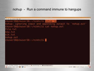 nohup  -  Run a command immune to hangups 