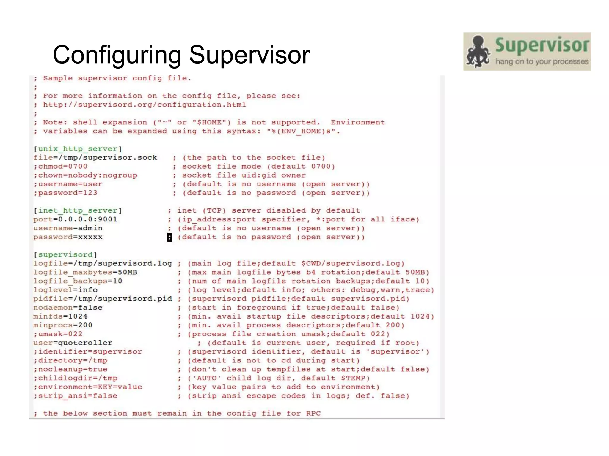 Configuring Supervisor
 