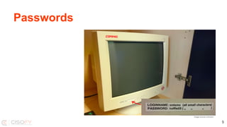 Passwords
Image source unknown
9
 