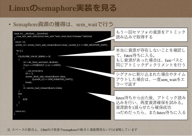 Linuxのsemaphoreとmutexを見る Linuxのsemaphoreとmutexを見る