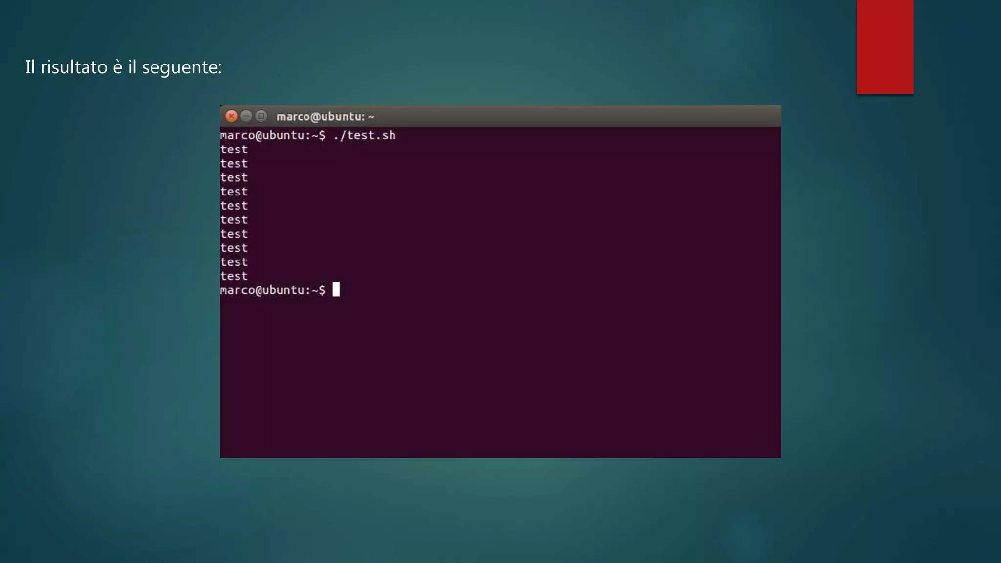 Il risultato è il seguente:
 