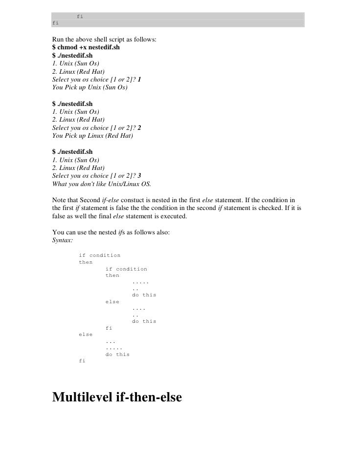 How to write if else condition in shell script