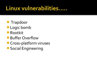 Threats, Vulnerabilities & Security measures in Linux | PPT