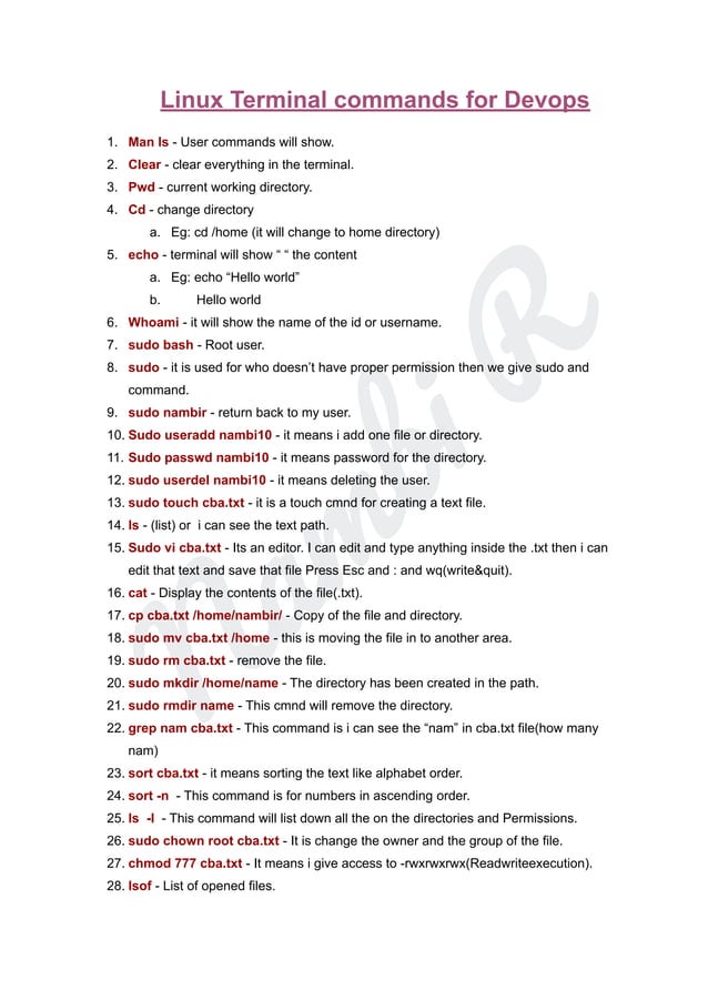Linux Terminal commands for Devops.pdf | Operating Systems | Computer ...